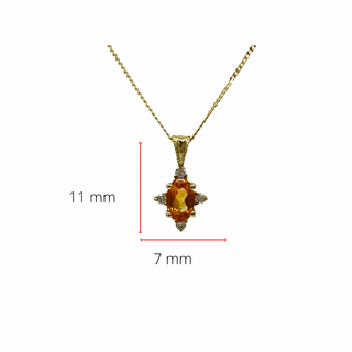 Colgante de oro amarillo de 10 quilates con citrino de 5x3 mm y diamantes de 0,03 quilates