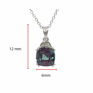 10K White Gold 1.00cttw Created Alexandrite & 0.01cttw Diamond Pendant, 18"