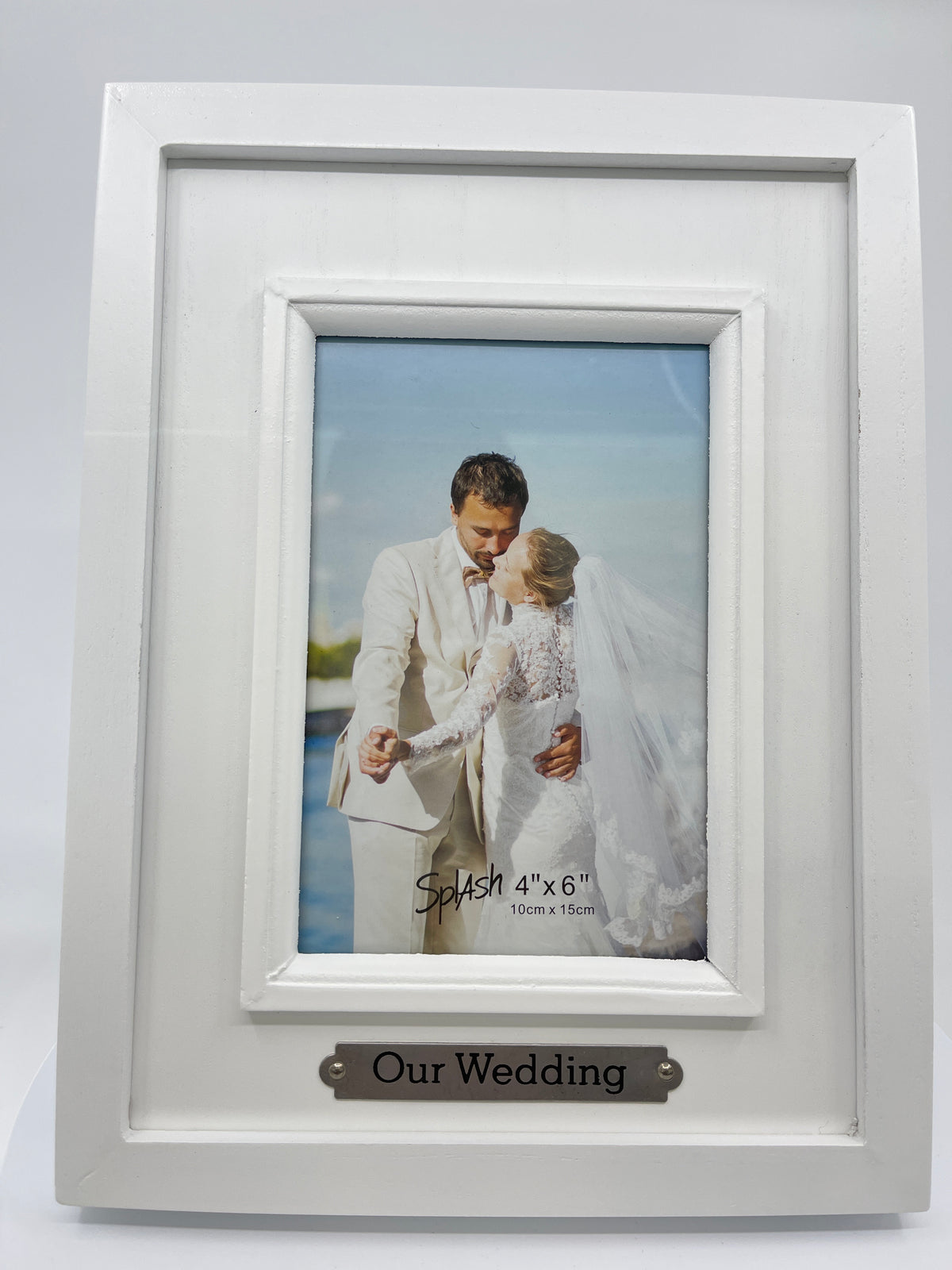 Marco de fotos de boda blanco de 6” x 4” (15cm x 10cm)