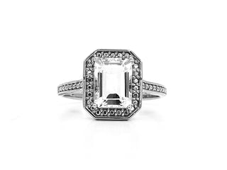 10K White Gold  2.0cttw Genuine White Topaz Ring