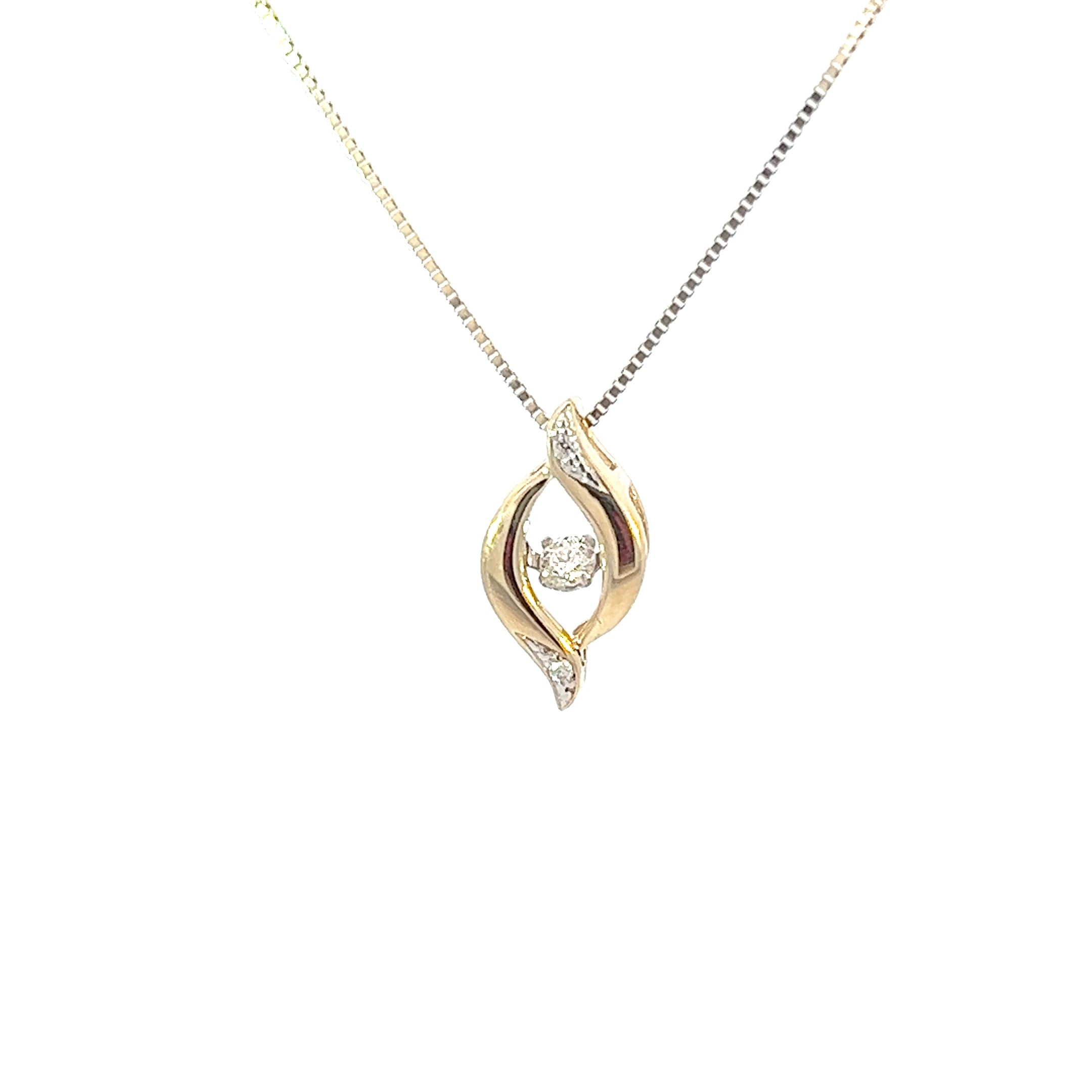 10K Yellow Gold 0.06 cttw Diamond Pulse Pendant, 18"