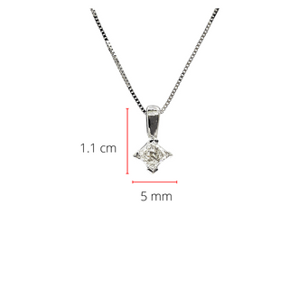 Colgante de diamante canadiense de talla cuadrada de talla princesa de 0,30 quilates en oro blanco de 14 quilates, 18"