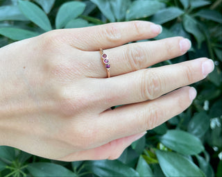Anillo de granate rodalita genuino de oro rosa de 10 quilates de 0,30 quilates, tamaño 6,5