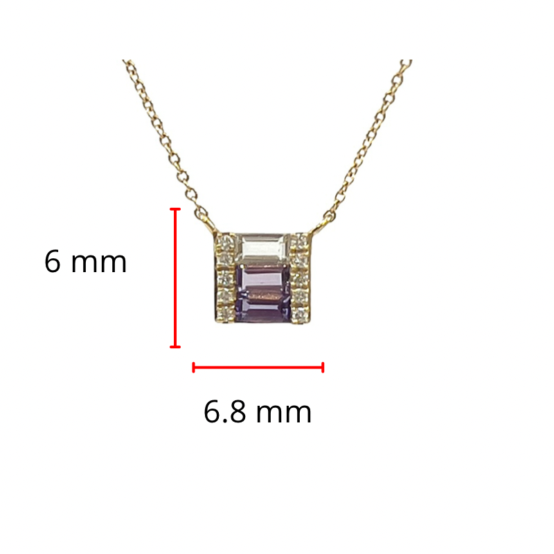 Collar de oro amarillo de 14 quilates con amatista de 0,18 quilates y diamantes de 0,05 quilates - 18 pulgadas