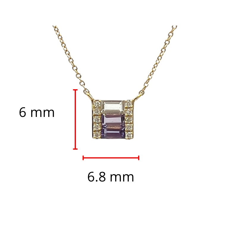 14K Yellow Gold 0.18cttw Amethyst and 0.05cttw Diamond Necklace - 18 Inches