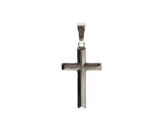925 Sterling Silver 34mm x 20mm Hollow Pyramid Style Cross Charm