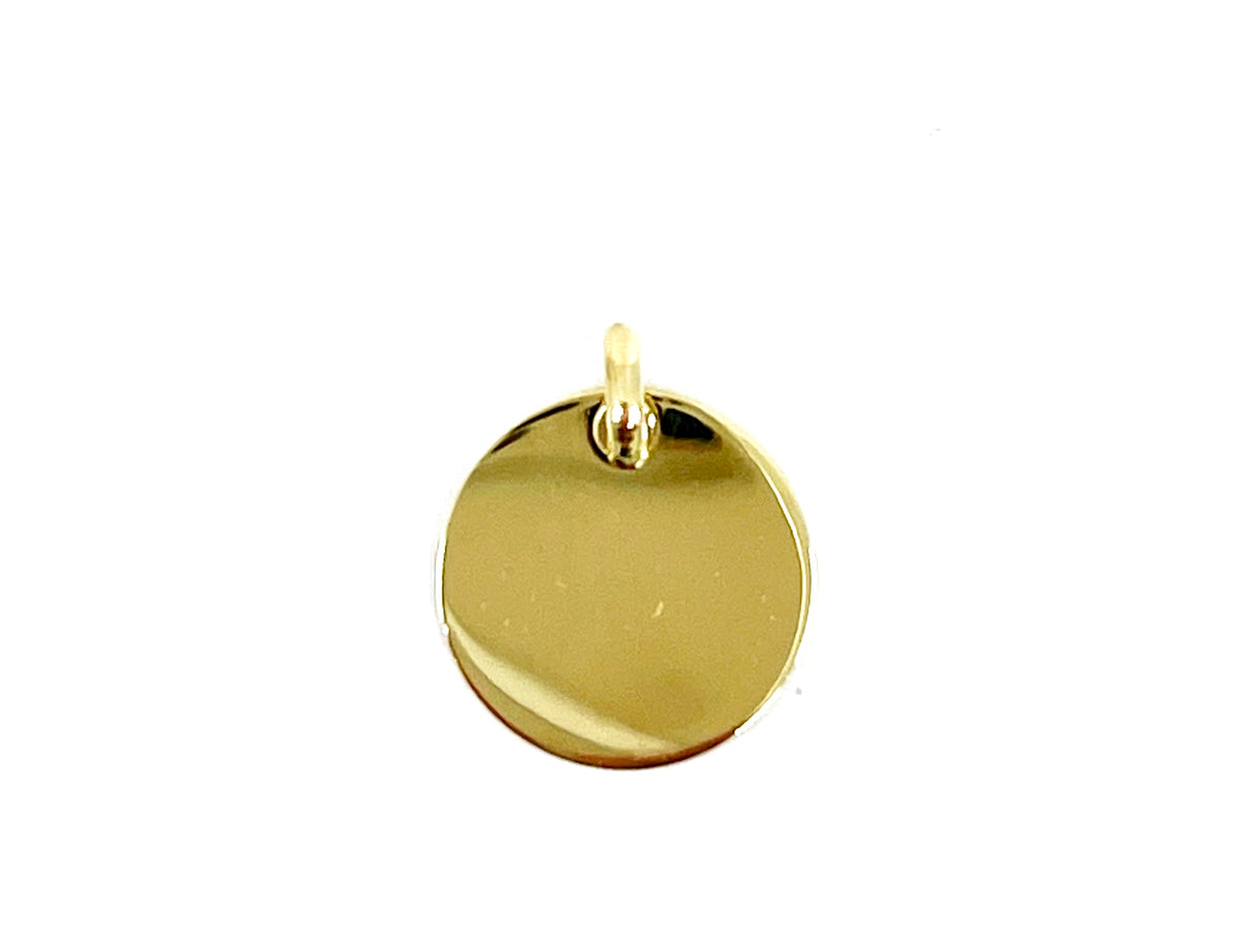 Dije de disco de oro amarillo de 10 quilates, 13 mm