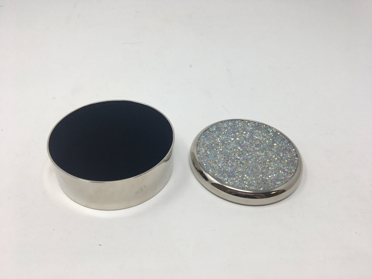 Silver Crystal Round Trinket Box