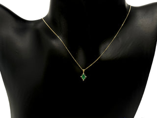 10K Yellow Gold 5x3mm Emerald and 0.03cttw Diamond Pendant
