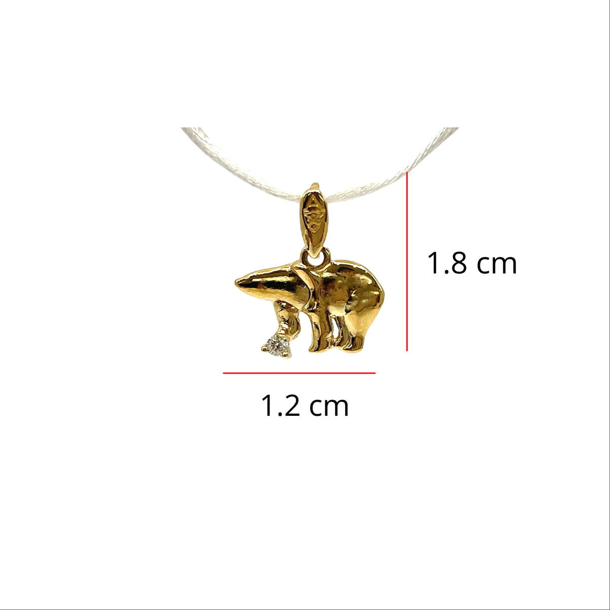 14K Yellow Gold 0.03cttw Diamond Ice Bear Pendant - 14mm x 11mm