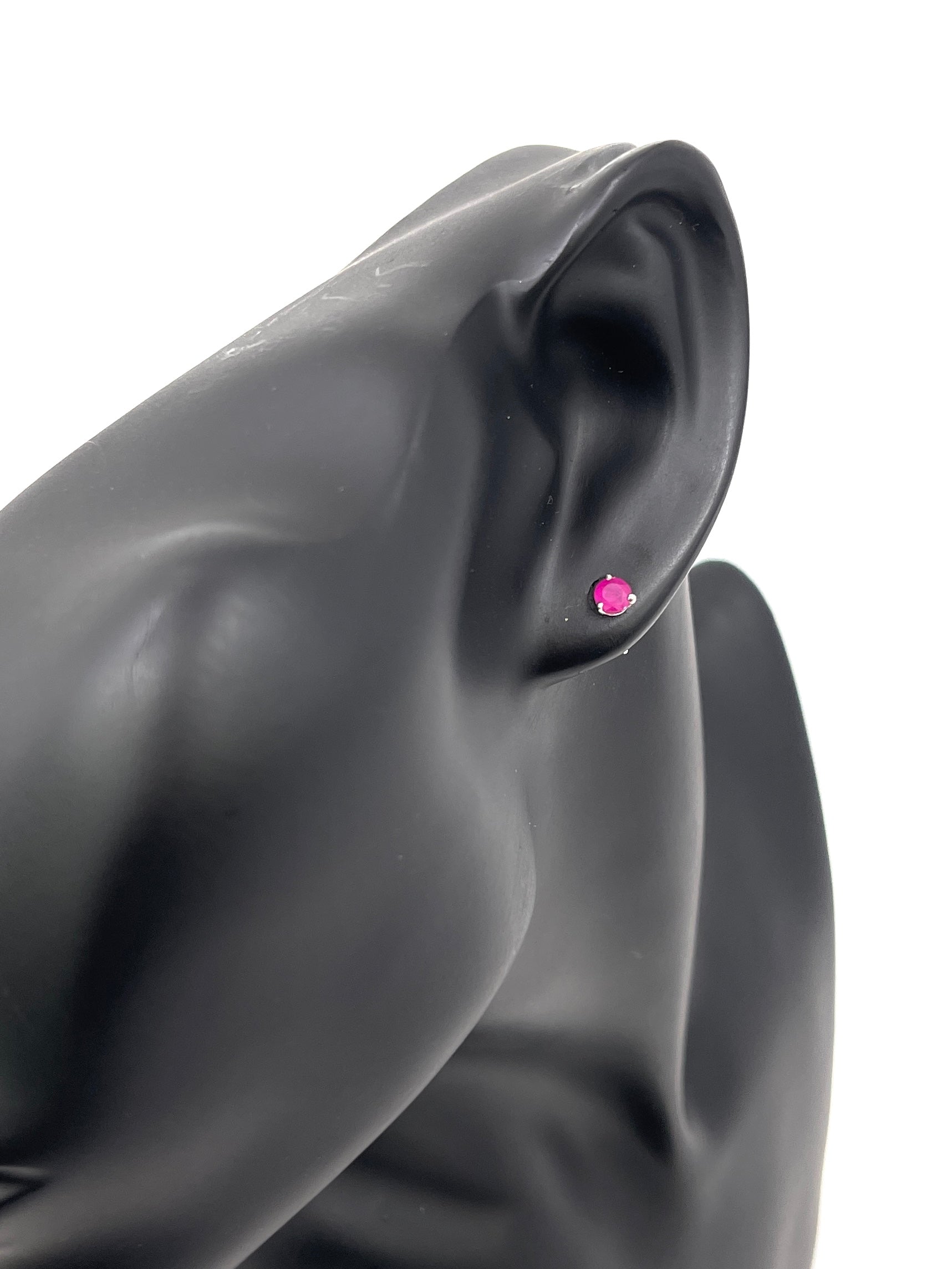 10K White Gold 0.50cttw Genuine Ruby stud Earrings
