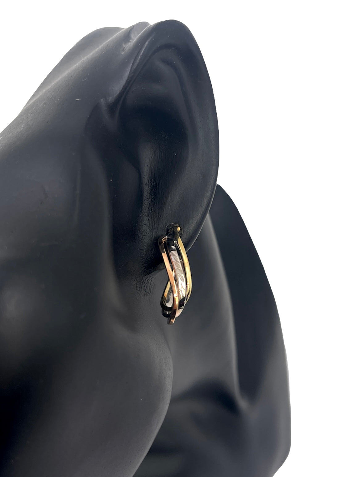 10K Tri Tone Hoop Earrings - 26mm X 18mm