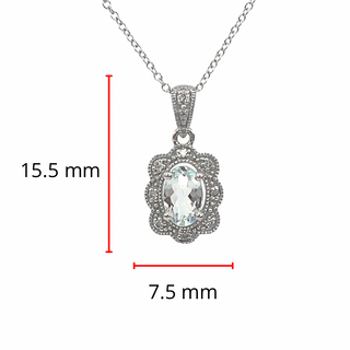 Colgante de oro blanco de 10 quilates con aguamarina de 0,35 quilates y diamante de 0,039 quilates - 18"