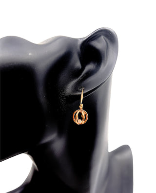 Aretes colgantes de diamantes canadienses de 0,124 quilates en oro rosa de 14 quilates