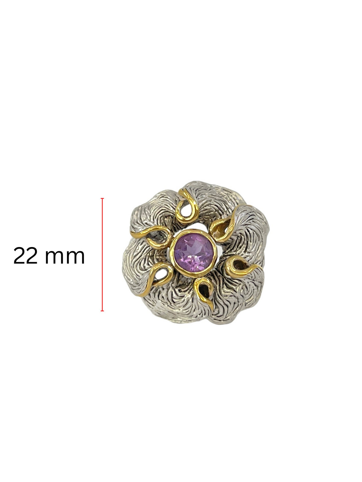 Silver and 18K Yellow Gold Plated 0.80cttw Amethyst Ring, size 7