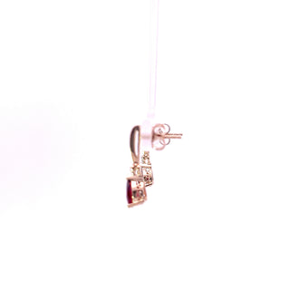 Pendientes de oro amarillo de 10 quilates con granate auténtico y diamantes de 0,025 quilates