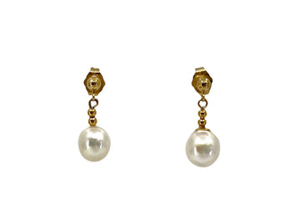 14K Yellow Gold Fresh Water Pearl Earrings