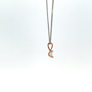 Collar con solitario de diamantes de 0,04 quilates en oro rosa de dos tonos y oro blanco de 10 quilates - 17 pulgadas