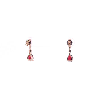 Pendientes de oro amarillo de 10 quilates con granate auténtico y diamantes de 0,025 quilates