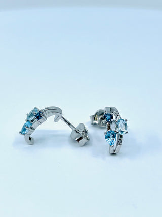 Blue Topaz, Aquamarine & Diamond Earrings