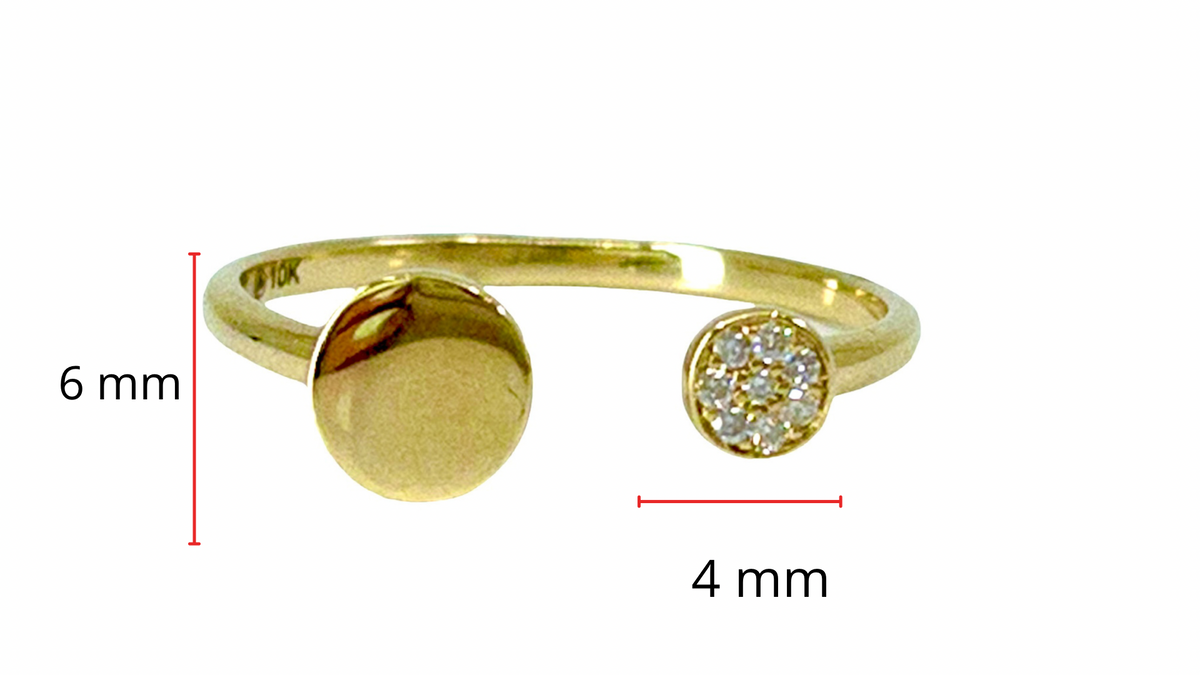 Anillo de oro amarillo de 10 quilates con diamantes de 0,04 quilates, talla 6,5