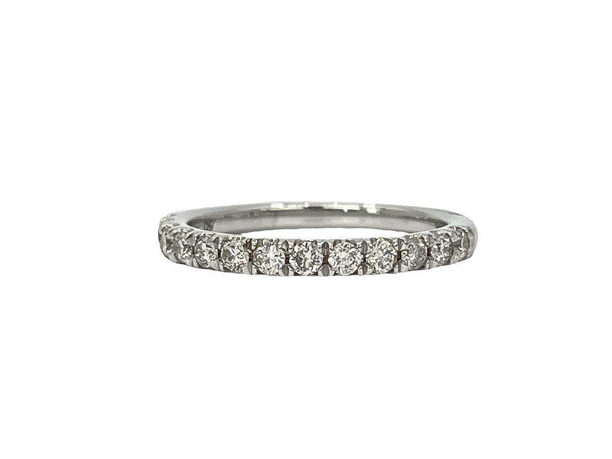 Anillo de oro blanco de 10 k con pavé de diamantes de 0,50 quilates, talla 6,5