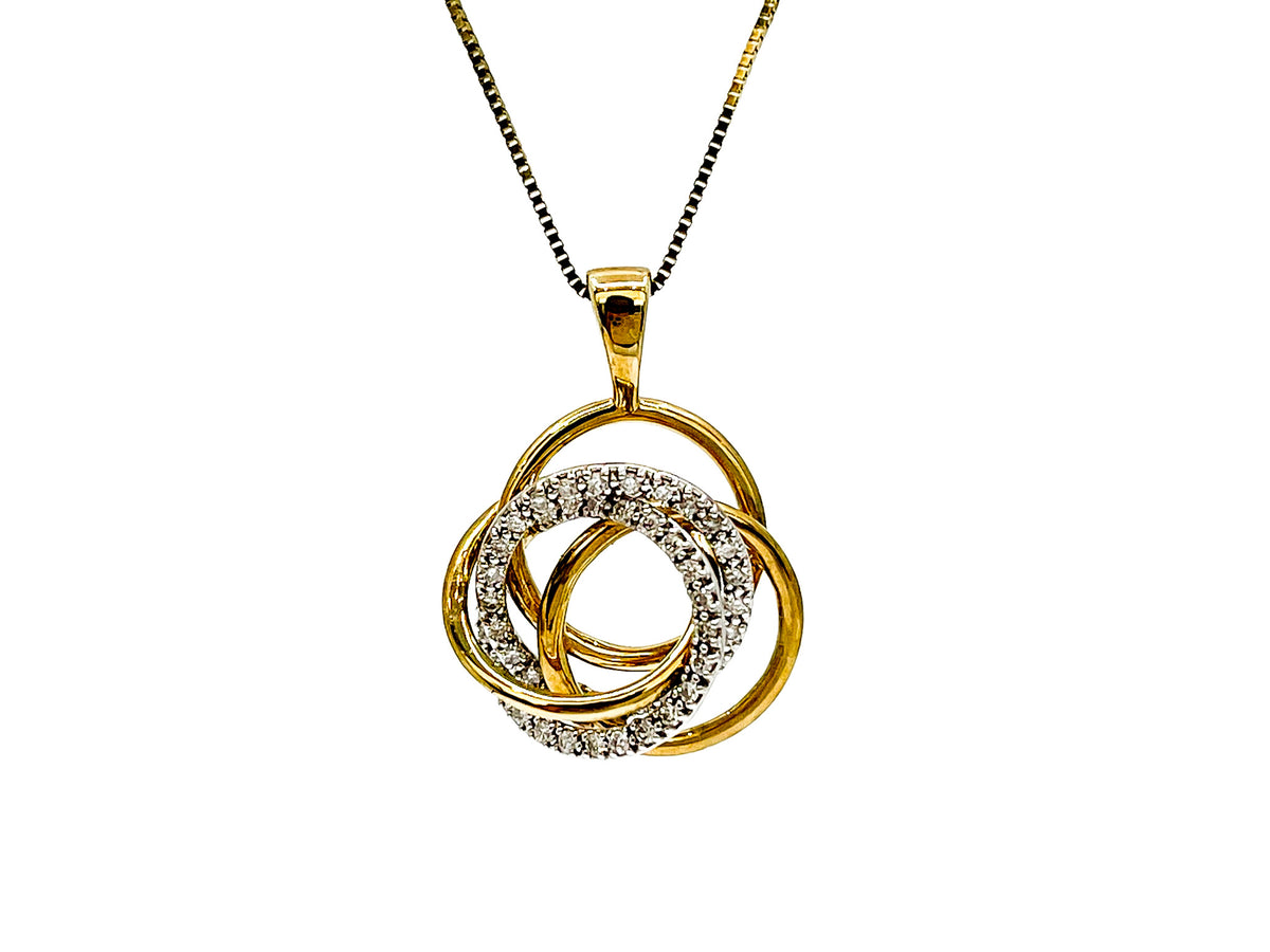10K Two Tone Yellow and White Gold 0.18cttw Diamond Pendant, 18&quot;