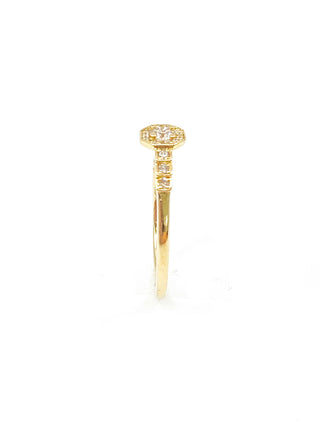Anillo de compromiso con halo de diamantes canadienses de 0,40 quilates en oro amarillo de 10 quilates, tamaño 6,5