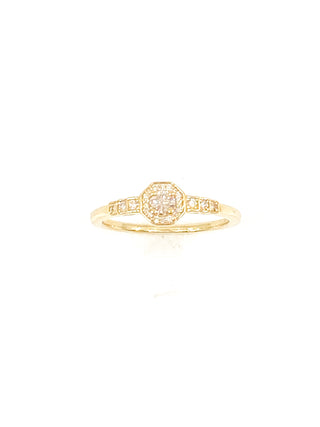 Anillo de compromiso con halo de diamantes canadienses de 0,40 quilates en oro amarillo de 10 quilates, tamaño 6,5