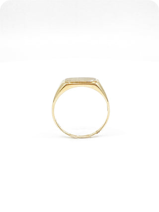 Anillo de sello de diamantes de 0,007 quilates de oro amarillo de 10 quilates para hombre,