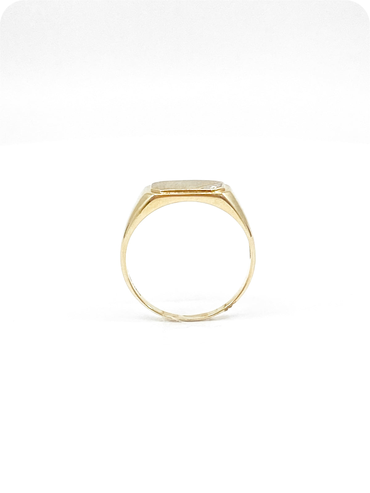 10K Yellow Gold 0.007cttw Diamond Signet Ring for Men,