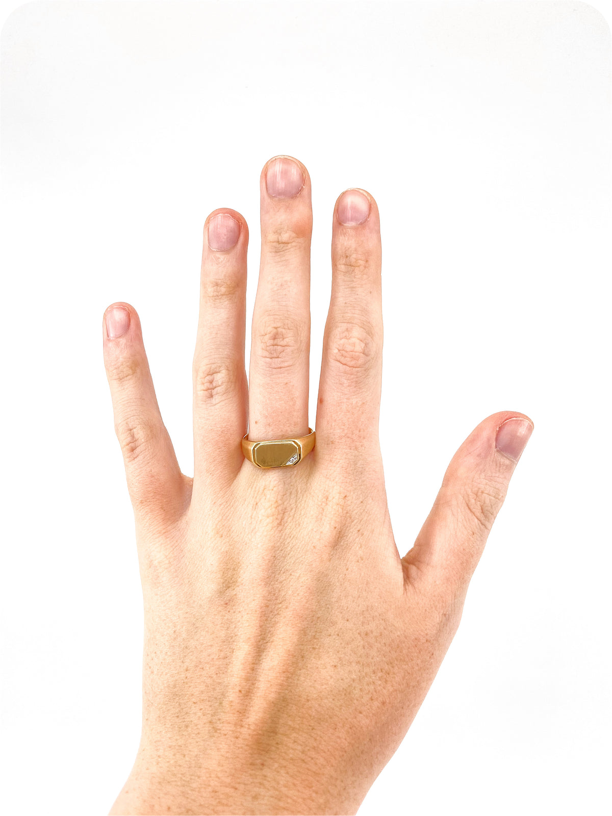 10K Yellow Gold 0.007cttw Diamond Signet Ring for Men,