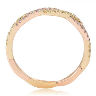 14K Yellow & Rose Gold Wavy Natural Fancy Yellow & Natural Fancy Pink Diamond Band