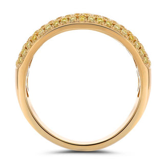 14K Yellow Gold Three Row Natural Fancy Yellow Diamond Band