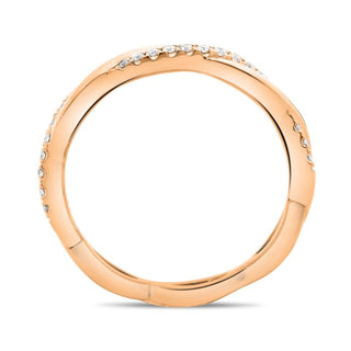 Anillo de pavé retorcido de diamantes de 0,11 quilates de oro blanco, amarillo o rosa de 14 quilates 
