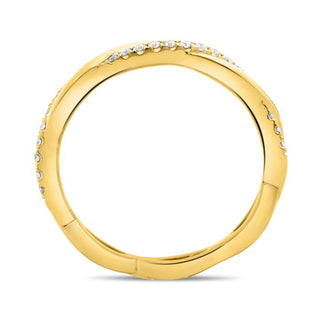 Anillo de pavé retorcido de diamantes de 0,11 quilates de oro blanco, amarillo o rosa de 14 quilates 