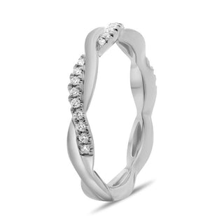 Anillo de pavé retorcido de diamantes de 0,11 quilates de oro blanco, amarillo o rosa de 14 quilates 