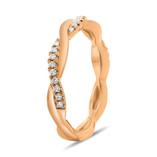 Anillo de pavé retorcido de diamantes de 0,11 quilates de oro blanco, amarillo o rosa de 14 quilates 