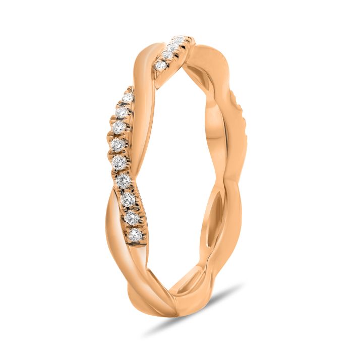 14K White, Yellow or Rose Gold 0.11cttw Diamond Twisted Pave Ring