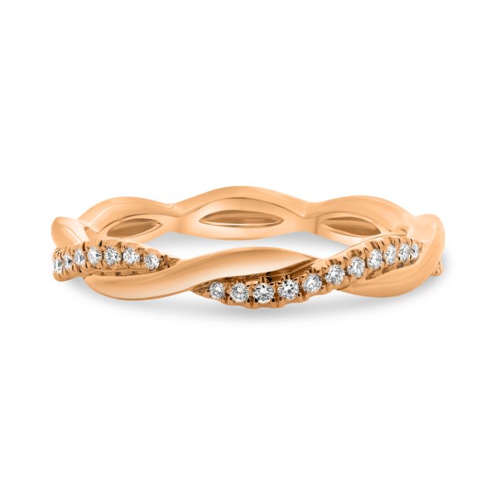 14K White, Yellow or Rose Gold 0.11cttw Diamond Twisted Pave Ring