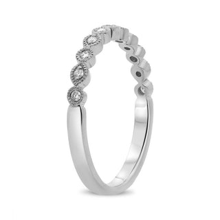 14K White, Yellow or Rose Gold 0.09cttw Diamond Milgrain Band