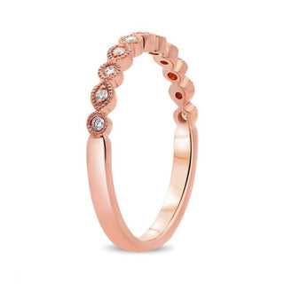 14K White, Yellow or Rose Gold 0.09cttw Diamond Milgrain Band