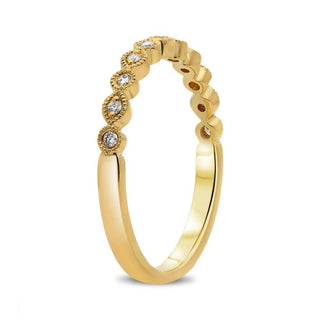 14K White, Yellow or Rose Gold 0.09cttw Diamond Milgrain Band