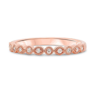 14K White, Yellow or Rose Gold 0.09cttw Diamond Milgrain Band