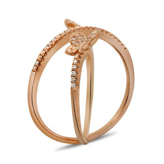 Anillo de mariposa de diamantes de 0,20 quilates en oro blanco, amarillo o rosa de 14 quilates 