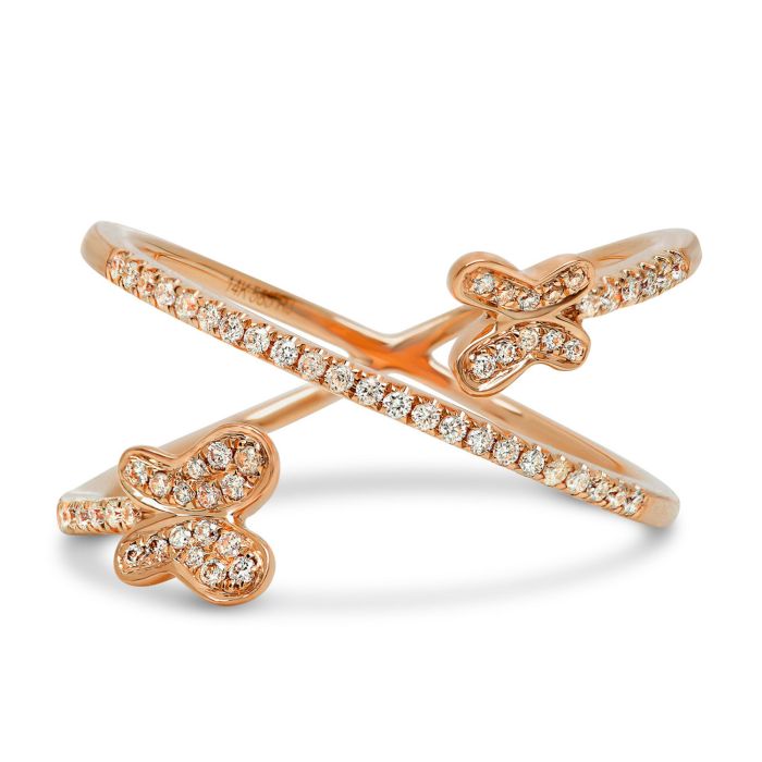 14K White, Yellow or Rose Gold 0.20cttw Diamond Butterfly Ring