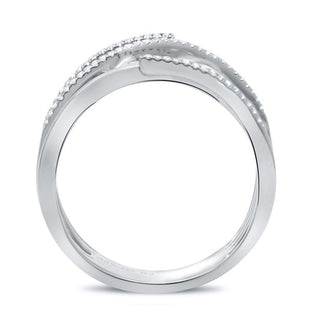Banda superpuesta de diamantes de 0,11 quilates en oro blanco, amarillo o rosa de 14 quilates 