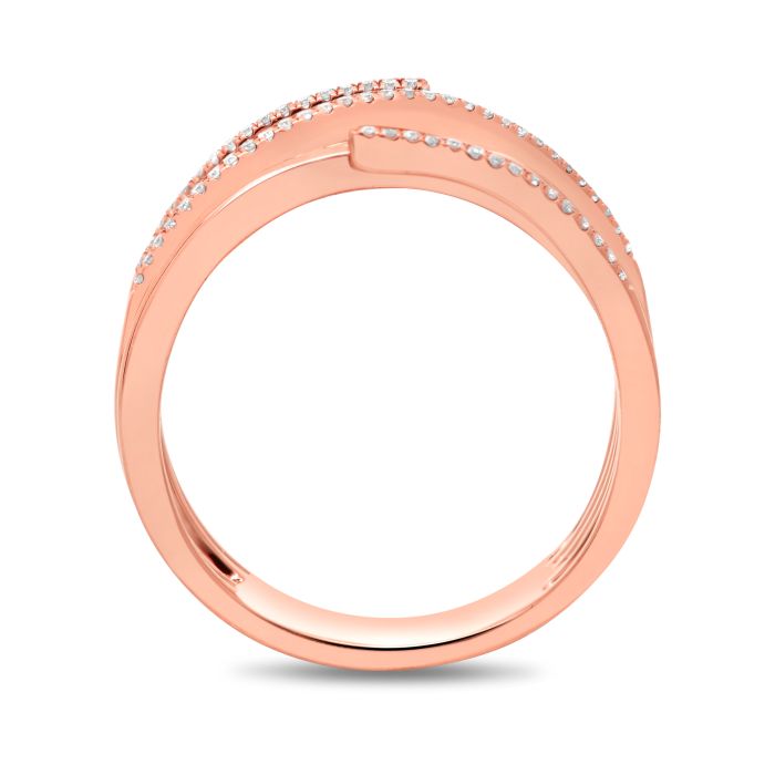 14K White, Yellow or Rose Gold 0.11cttw Diamond Overlapping Band