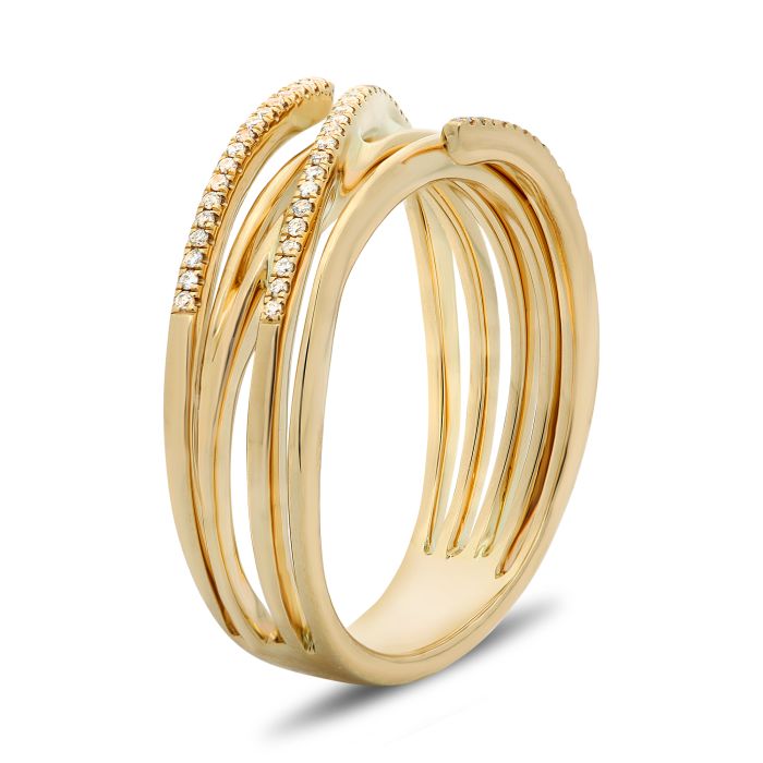 14K White, Yellow or Rose Gold 0.11cttw Diamond Overlapping Band