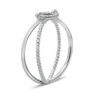 Anillo de diamantes texturizados de dos tonos de 14 quilates